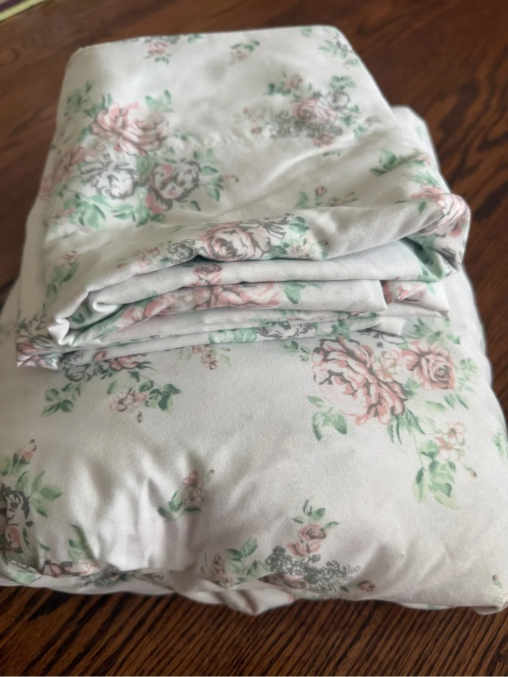 Floral Cotton Sheet Set - Soft Pink & Green
